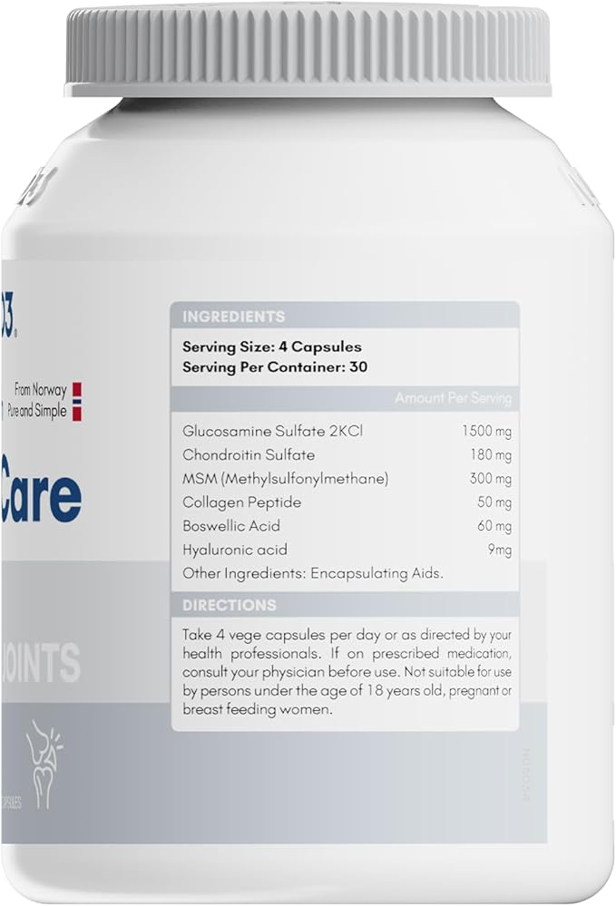 Glucosamine 1500mg with Chondroitin MSM 120 Capsules Collagen Peptide | Joint Support Supplement, 30 Day Supply Joint Health