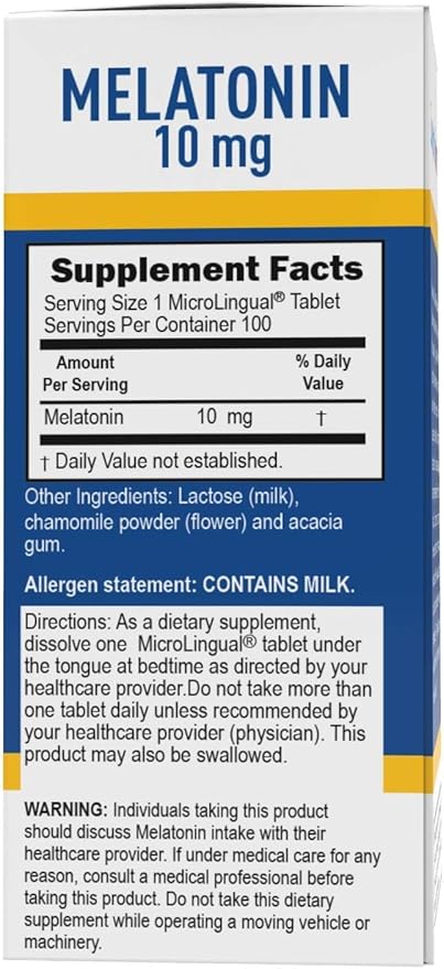 Superior Source Melatonin 10 mg - Healthy Sleep Support Supplement for Adults - Melatonin Formula with Chamomile Aids Relaxation & Restful Sleep - 100 Sublingual Dissolving Tablets