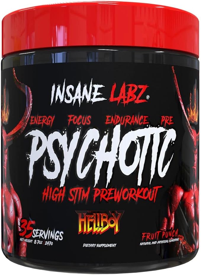 Insane Labz Hellboy Bundle, Psychotic Hellboy Pre Workout and Insane Amino BCAA, Increase Muscle Mass, Strength, Focus and Recovery Time, Fruit Punch