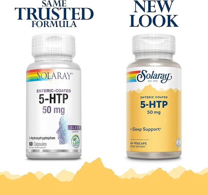 SOLARAY 5-HTP - 60 Enteric-Coated Capsules - 50 mg