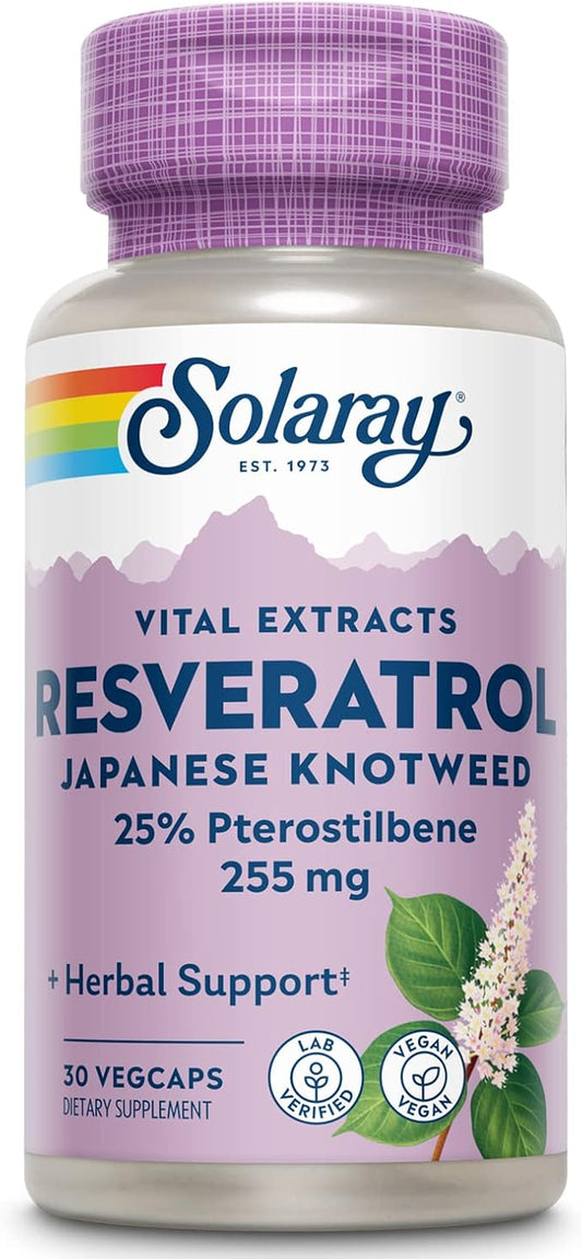 SOLARAY Super Resveratrol w/Pterostilbene, Veg Cap (Btl-Plastic) 250mg | 30ct