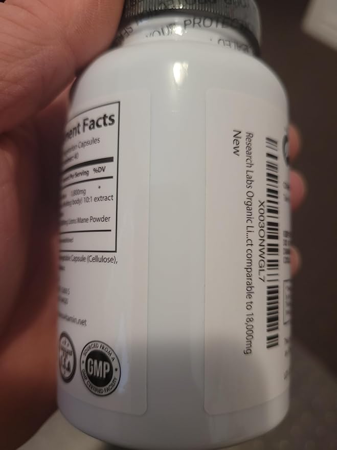Research Labs Organic Lions Mane Supplement Capsules, 2 Fer 1 Ad - 240 Capsules w/Patent Litropane™ Immune System Booster Nootropic Brain Support Mushroom Supplement. 10X Extract comparable 18000mg