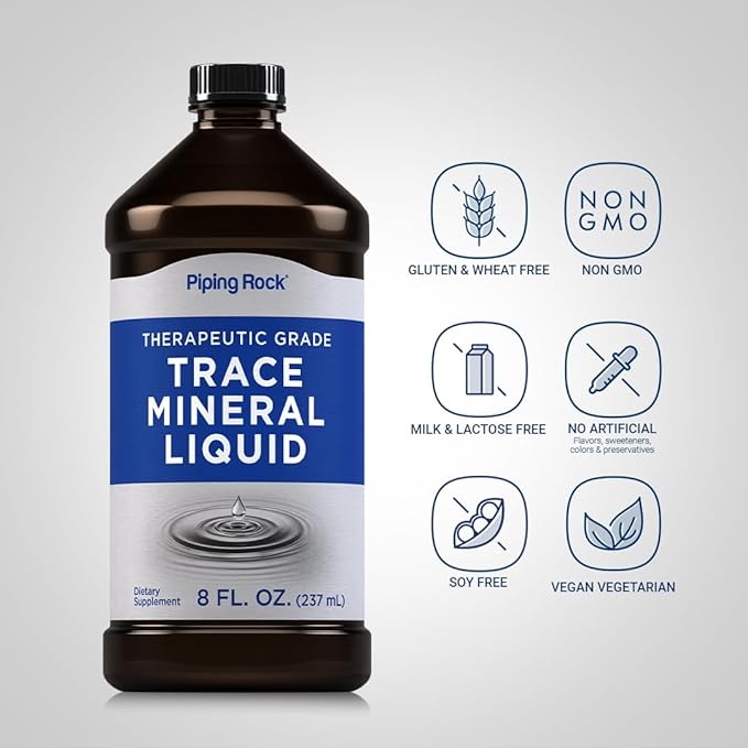Piping Rock Trace Mineral Liquid Drops | 8 fl oz | Therapeutic Grade Supplement | Non GMO, Gluten Free