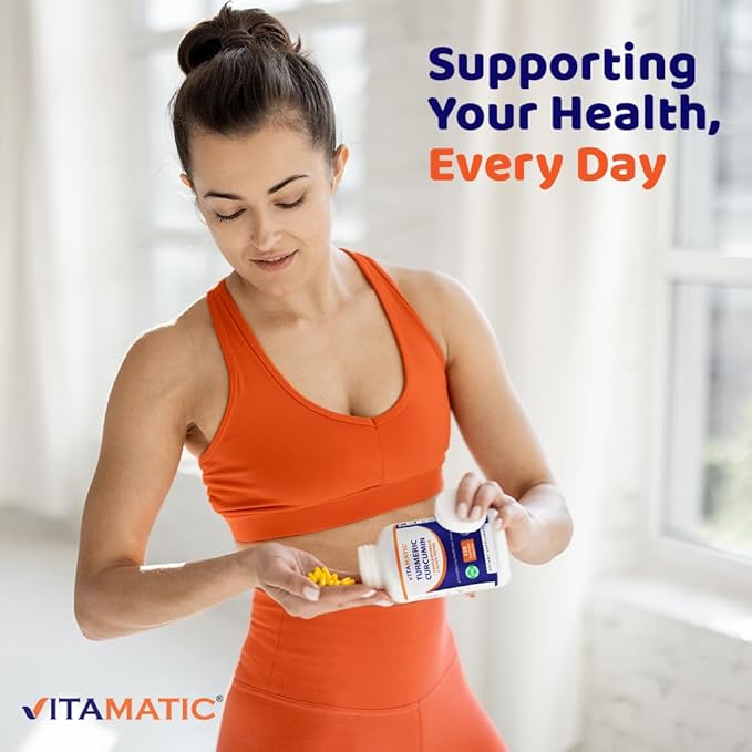 Vitamatic Turmeric Curcumin Supplement 3000 mg Equivalent Per Serving, Made with 95% Curcuminoids, Black Pepper, Ginger, Moringa, 120 Vegetable Capsules, Non-GMO, Gluten Free (120 Capsules)