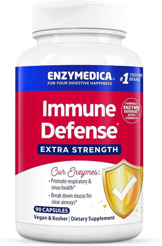 Enzymedica, Immune Defense, Extra Strength, Proteolytic Enzymes for 2X Immune & Respiratory Support, 90 Count