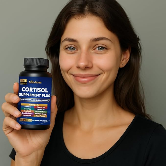 11in1 Cortisol Plus Supplement, 11in1 Ashwagandha and Natural Herbal Complex Vitamin Blend for Daily Mood, Focus and Sleep, Suitable for Women and Men 60 Capsules