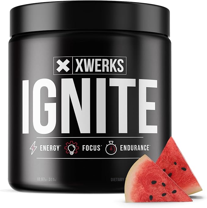 Xwerks Ignite Watermelon Pre Workout Powder, Natural Keto Pre-Workout for Women and Men with Explosive Energy, Gluten Free Preworkout Blend for Endurance Stamina, 150 mg Caffeine 30 Servings