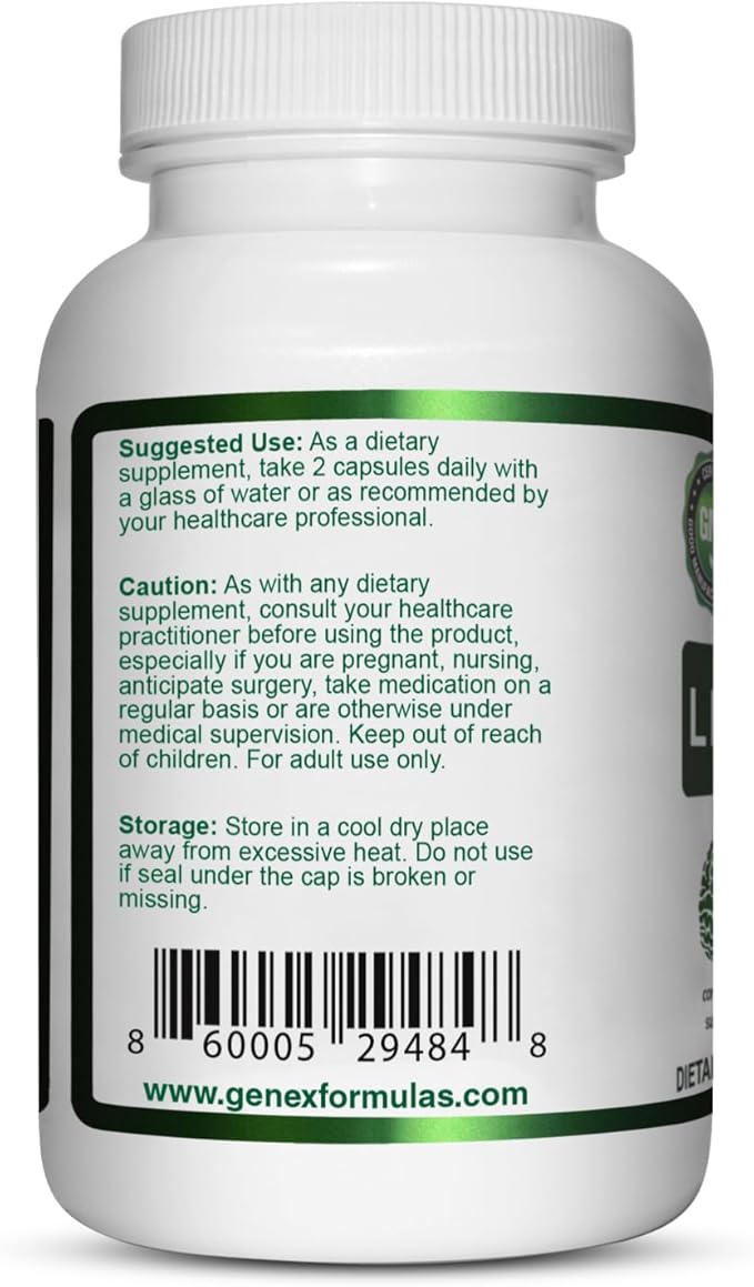 Genex Formulas Lions Mane Supplement with 100% Lions Mane Extract - Nootropics Brain Support Supplement 1000mg/serving - (120 Capsules)