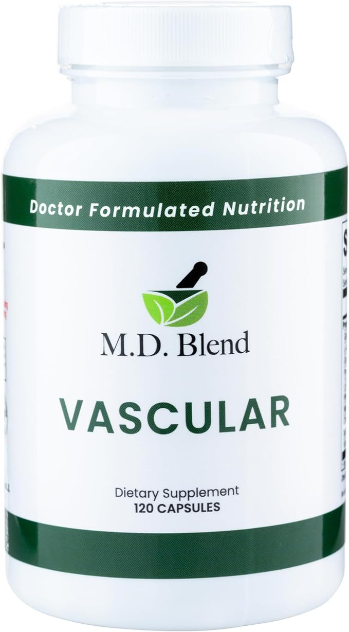 M.D. Vascular - Expert Formulated Supplement - Vascular & Overall Wellness Goals - Proper Flow, Numbers, Balance - Powerful Garlic, Ginger, L-Arginine, Pomegranate - 120 Capsules (Pack of 1)