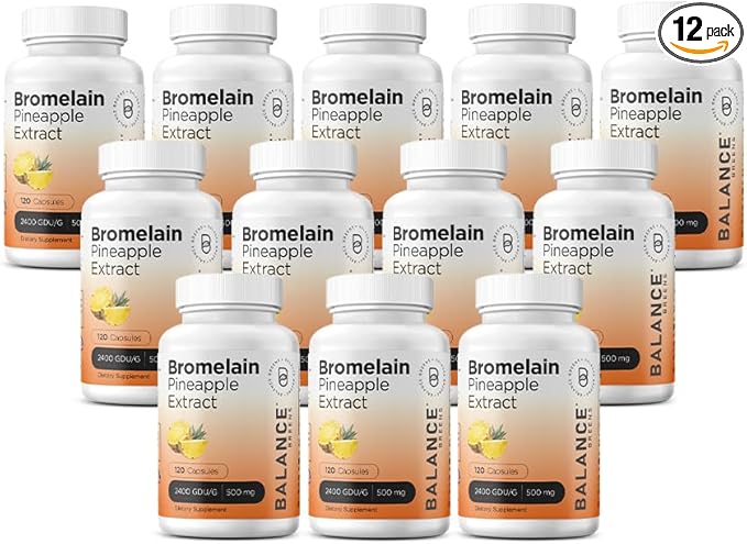 Balancebreens Bromelain 500mg, 120 Capsules - Pineapple Extract Digestive Enzyme, Supports Digestion and Joint Health Supplement (120 Count (Pack of 12))