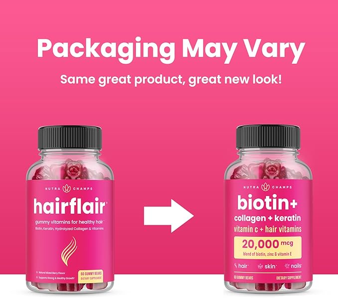 NutraChamps Hair Skin & Nails Gummies | Biotin with Collagen & Keratin | 5000mcg Biotin Beauty Complex | Vitamin Supplement for Women & Men | Berry | Healthy Hair, Radiant Skin & Strong Nails