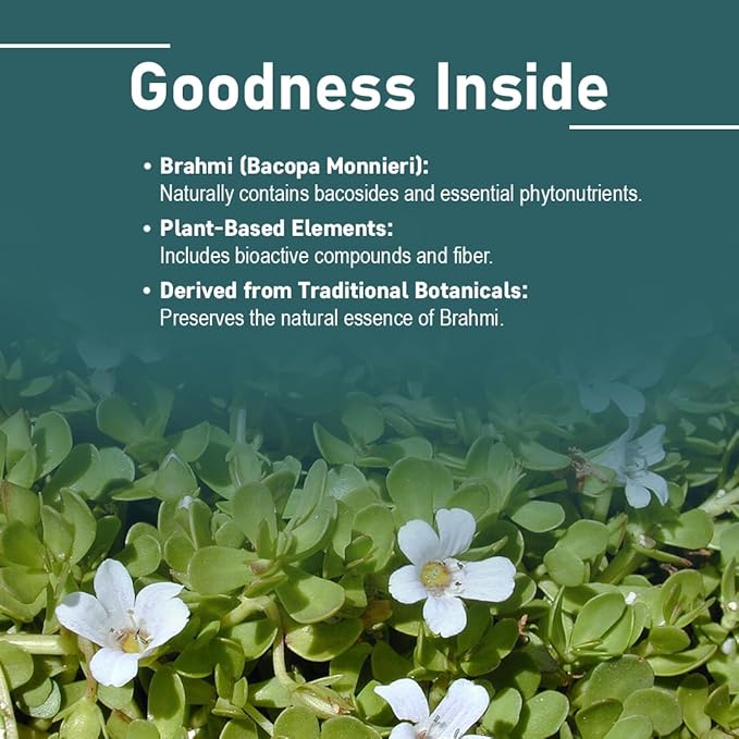 Brahmi Tablets - 90 Tablets, 1000 mg |45 Days Supply | by mi Nature | 100% Natural Brahmi Tablets | Vegan | Bacopa Monnieri | from India
