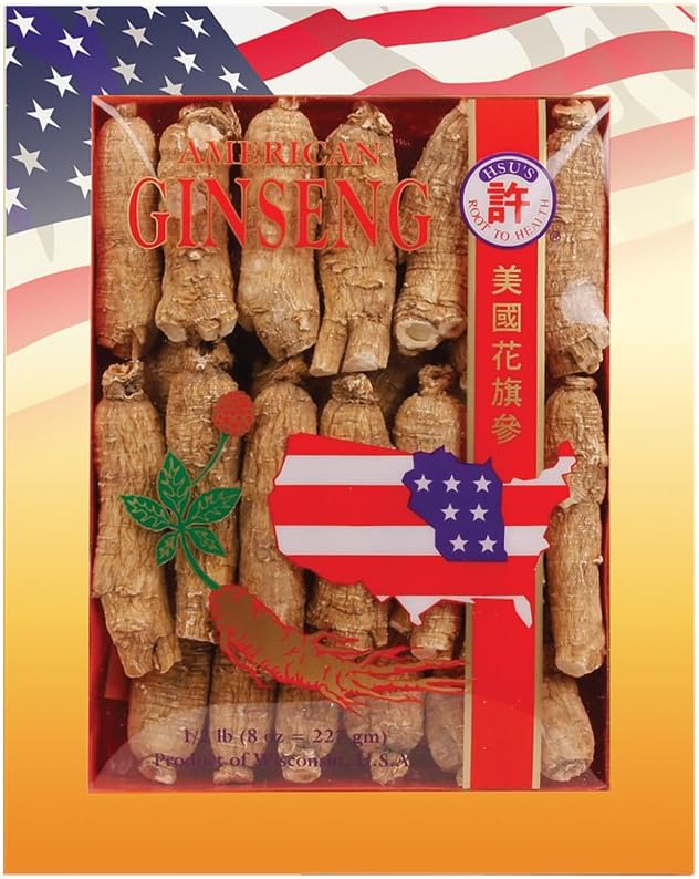 SKU #0130-8, Hsu's Ginseng Half Short X-Large Cultivated American Ginseng Roots (8 oz = 227 gm/Box), 0130-8, 0130.8
