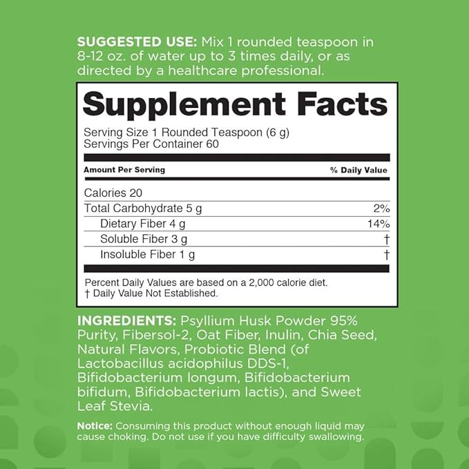 nbpure Daily Fiber Powder Blend for Digestive Health, Cholesterol Support, Healthy Weight Management - with Prebiotic, Insoluble, Soluble Fiber + 4 Probiotic Strains for Women, Men, Kids, Coconut Lime