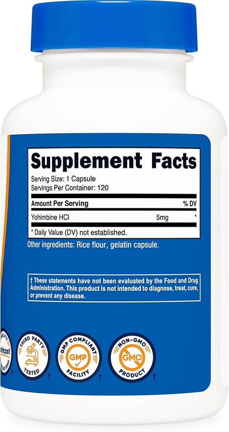 Nutricost Yohimbine HCl 5mg, 120 Capsules - Gluten Free and Non-GMO