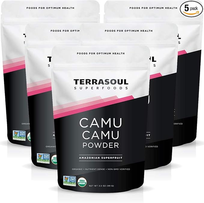 Terrasoul Superfoods Organic Camu Camu Powder, 17.5 Oz (5 Pack) - Raw | Natural Vitamin C | Immune Support