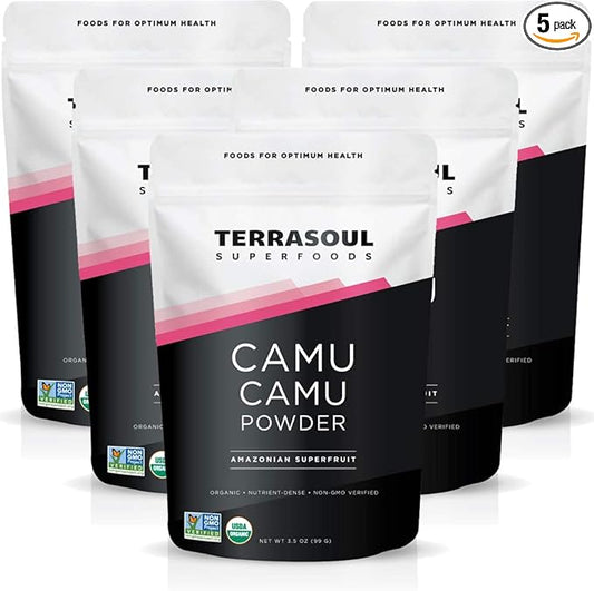 Terrasoul Superfoods Organic Camu Camu Powder, 17.5 Oz (5 Pack) - Raw | Natural Vitamin C | Immune Support