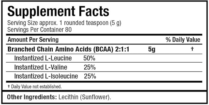 ALLMAX Nutrition BCAA 2:1:1 Powder, Amino Acid Supplement for Muscle Recovery, Unflavored, 400 Gram (Pack of 1)