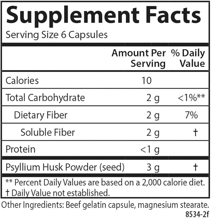 Carlson - Hi-Fiber, 3 g, Psyllium Husk Capsules, Regularity, Colon Health & Heart Function, 100 Capsules