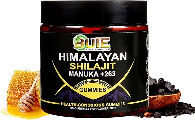 Himalayan Shilajit Gummies | Sweetened by Organic Manuka Honey | Natural Humic & Fulvic Acid | Immune & Joint Support, Heart & Brain Cellular Health | Health-Conscious Gummies | 30 Gummies