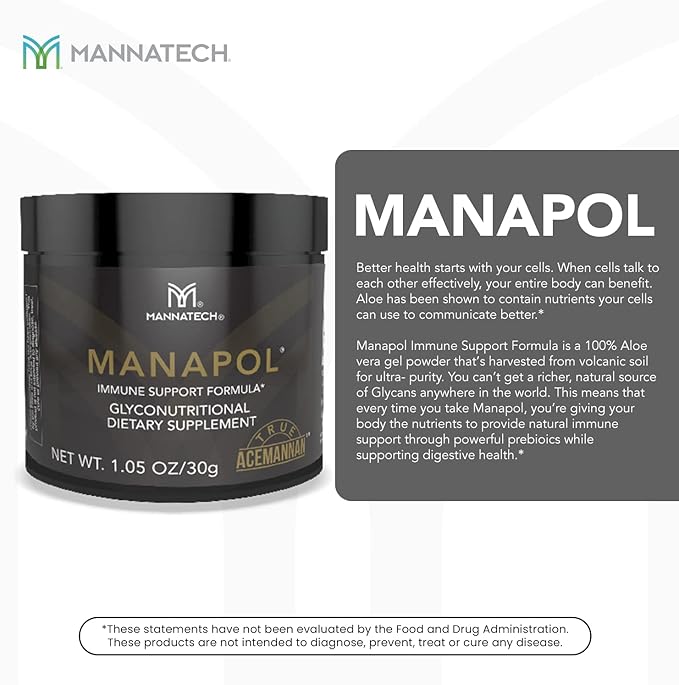 Mannatech Manapol Immune Support Formula for Immunity Support & Immunity Boost. Aloe Vera Powder Prebiotic for Digestive Health. Aloe Vera Drink for Immune Support Supplement 1.05oz/30g