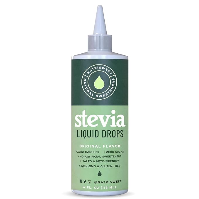 Natrisweet Liquid Stevia Drops 4 fl oz, Pure Sweetener from Stevia Extract Sugar Substitute, No Calorie Keto Sweetner, Mix Liquid