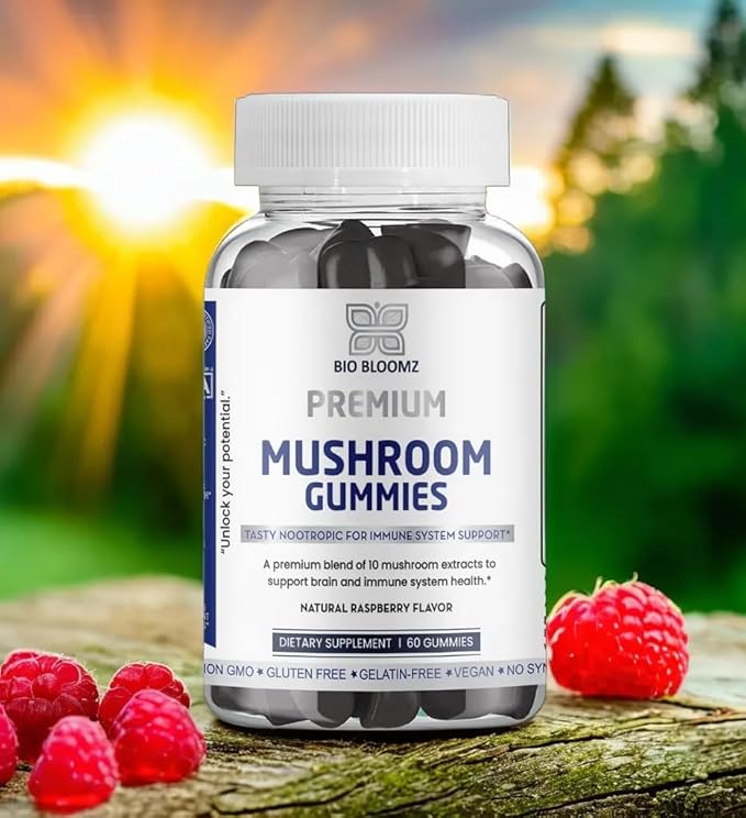 Premium Mushroom Gummies for Adults - Lion's Mane Supplement Gummy with Turkey Tail, Shiitake, Cordyceps, Reishi, Chaga, Maitake Mushroom Gummy - Energy Nootropics Brain Support Supplement
