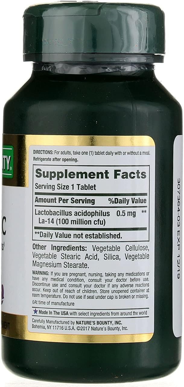 Nature's Bounty Probiotic Acidophilus Tablets, 120 ea (Pack of 3)
