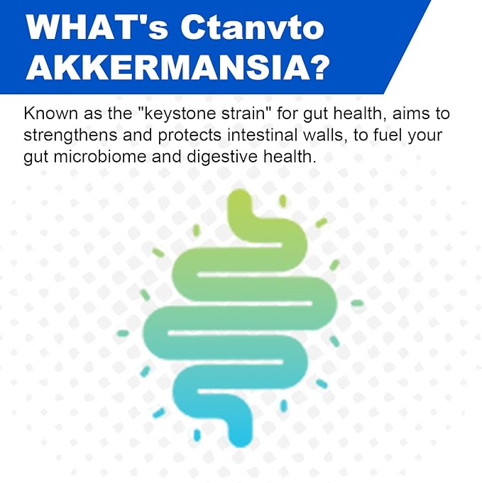 Akkermansia Probiotic with Prebiotic Fiber 100 Billion Live Strain Increase GLP-1 Production, Green Tea Extract, Vitamin B2, Vitamin D, Chromium for Gut Health for Men & Women (90 Capsules, 1-Pack)