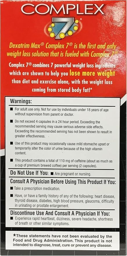 ILIOS Dexatrim Max Complex-7 | Lose Weight & Burn Fat w/Seven Healthy Ingredients Designed to Boost Energy & Reduce Hunger, Packed, 60 Capsules, 1 Pack