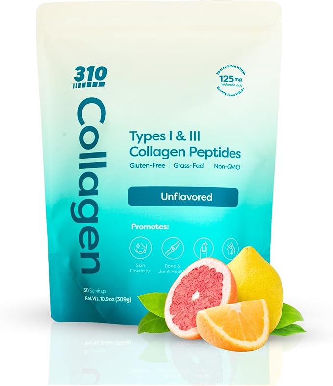 310 Nutrition Collagen Peptides - Hydrolyzed Collagen Powder for Women & Men - Grass - Fed Bovine Protein - Hair, Skin, Nails & Joints Support - Native Path Alternative - Unflavored – 30 Servings