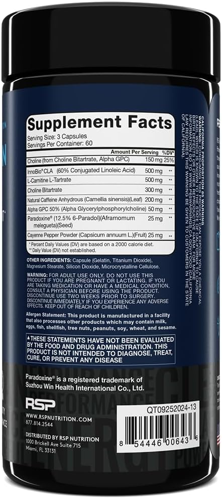 RSP Nutrition QuadraLean Thermogenic Fat Burner for Men & Women, Weight Loss Supplement, Crash-Free Energy, Metabolism Booster & Appetite Suppressant, Diet Pills, 60 Serv (Packaging May Vary)