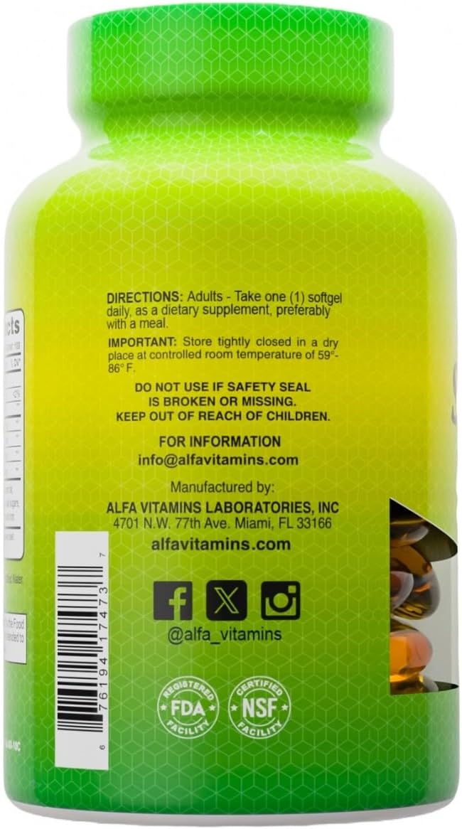 ALFA VITAMINS - Salmon Oil 100 Softgels - Fish Oil - EPA - Dha - Essential Fatty Acids - 100 softgels
