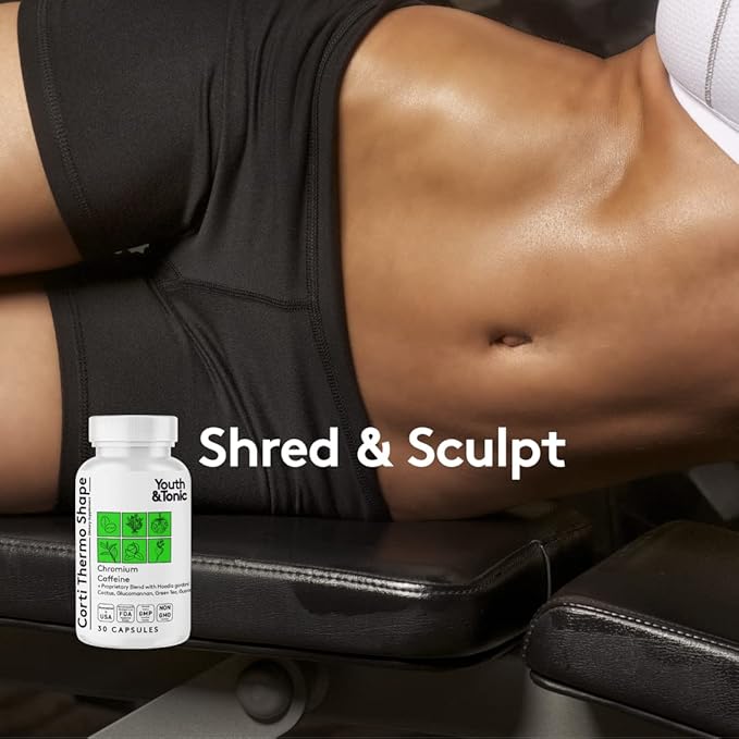 Youth & Tonic Thermogenic Supplement 30 Capsules as Advanced Diet Support for Energy Metabolism Focus for Men and Women with Caffeine Chromium Glucomannan Guarana Hoodia Gordonii