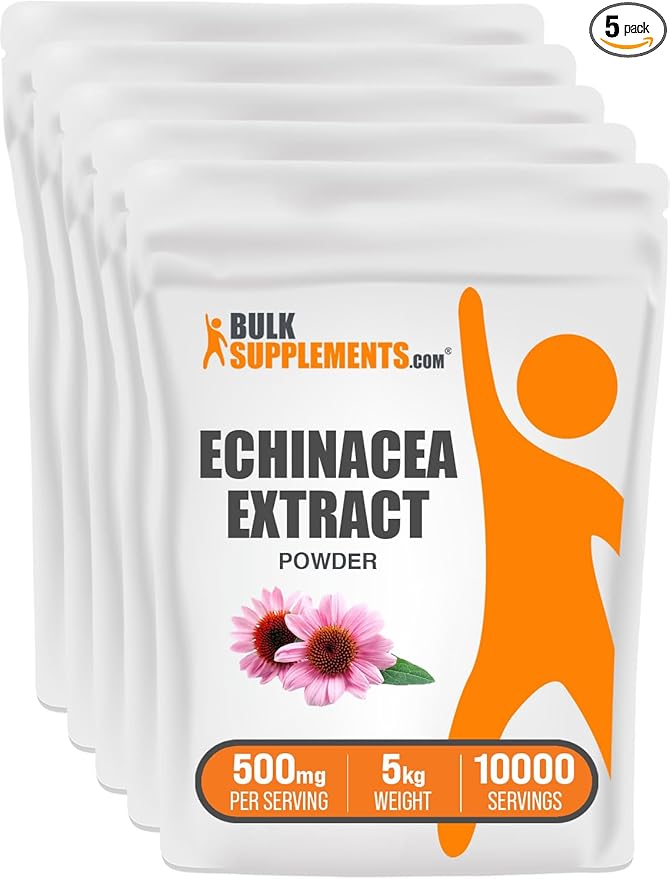 BulkSupplements.com Echinacea Extract Powder - Echinacea Supplement, Herbal Supplement for Immune Support - Vegan & Gluten Free, 500mg per Serving, 5kg (11 lbs) (Pack of 5)