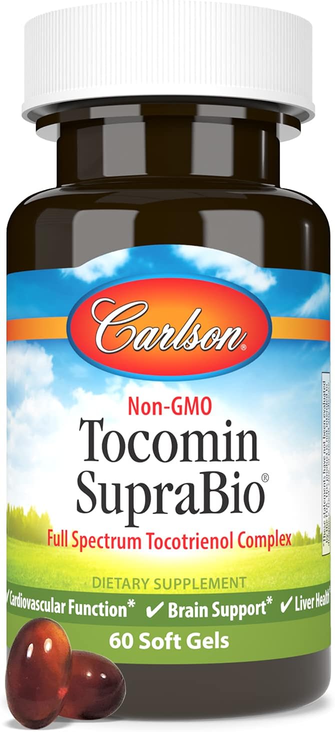 Carlson - Tocomin SupraBio, Bio-enhanced Tocotrienol Complex, Supports Healthy Brain & Cardiovascular System, 60 soft gels