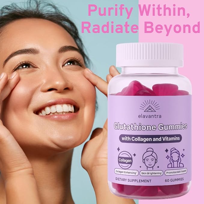 Glutathione Gummies with Collagen | 1000mg Glutathione with Vitamin C & Vitamin E | 30 Day Supplement | Skin Whitening Collagen Gummies | Liposomal Supplement