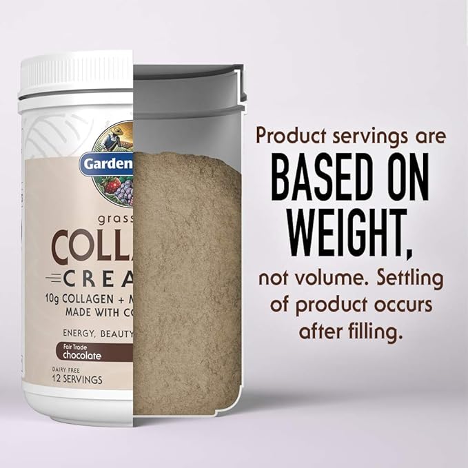 Garden of Life Grass Fed Collagen Creamer Powder - Chocolate, 12 Servings, Collagen Powder for Coffee Energy Beauty Joints, Coconut MCTs, Keto Collagen Protein Supplements