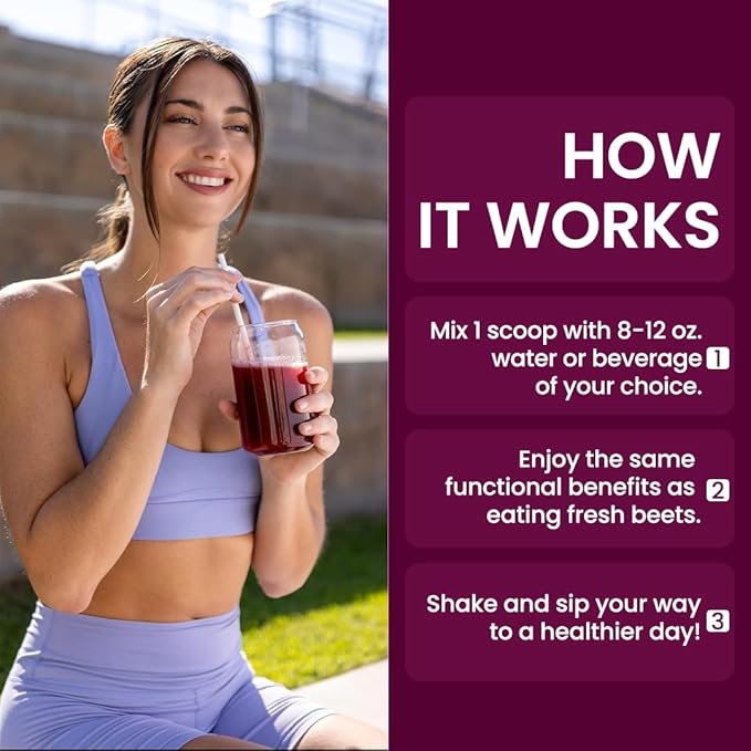 Beet Root Powder, 10.59 oz Pack of 3 - Berry Flavor Nitric Oxide Booster Superfood with Green Tea Extract, BCAA, L-Arginine, L-Citrulline for Heart Health & Circulation Support, Non-GMO