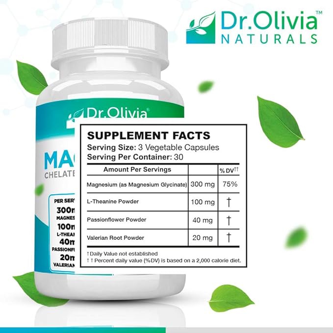 Magnesium Glycinate Complex w/L-Theanine Passionflower & Valerian Root - 90 Capsules