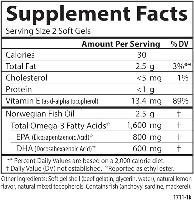 Carlson Labs Wild Caught Elite Omega-3, 1600mg, Omega 3s, Soft Gels, 90 Count