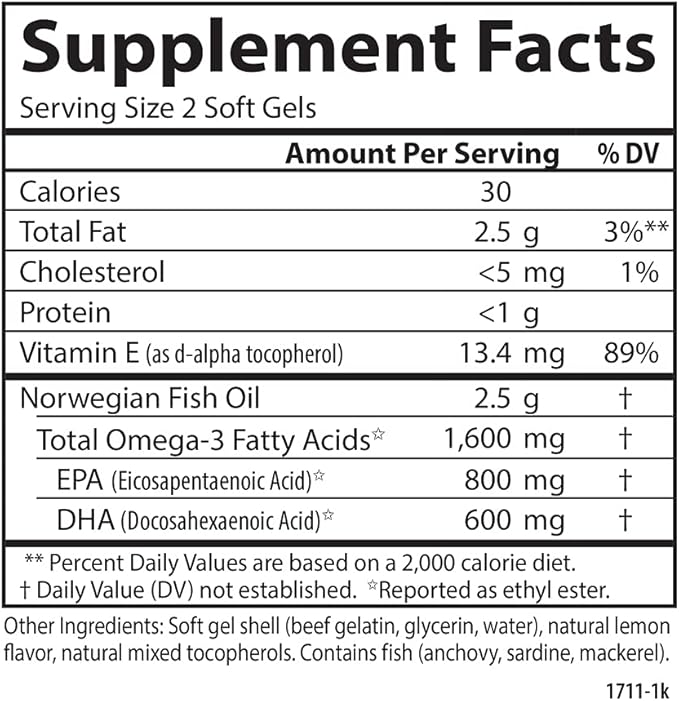 Carlson - Elite Omega-3 Gems, 1600 mg Omega-3 Fatty Acids Including EPA and DHA, Norwegian, Wild-Caught Fish Oil Supplement, Sustainably Sourced Omega 3 Fish Oil Capsules, Lemon, 90 Softgels