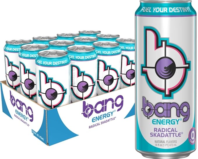 Bang Energy Radical Skadattle, Sugar-Free Energy Drink, 16-Ounce (Pack of 12)