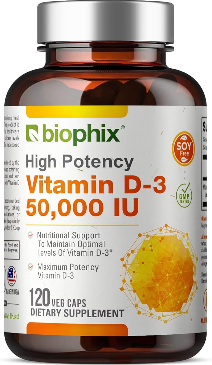 biophix Vitamin D-3 10000 IU 120 Softgels - High-Potency in Extra Virgin Olive Oil Non-GMO Soy-Free Supports Strong Bones Immune Health