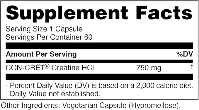 Bucked Up Babe Creatine Creatine HCL Capsules for Women, 750mg Serving - 60 Servings (60 Capsules)