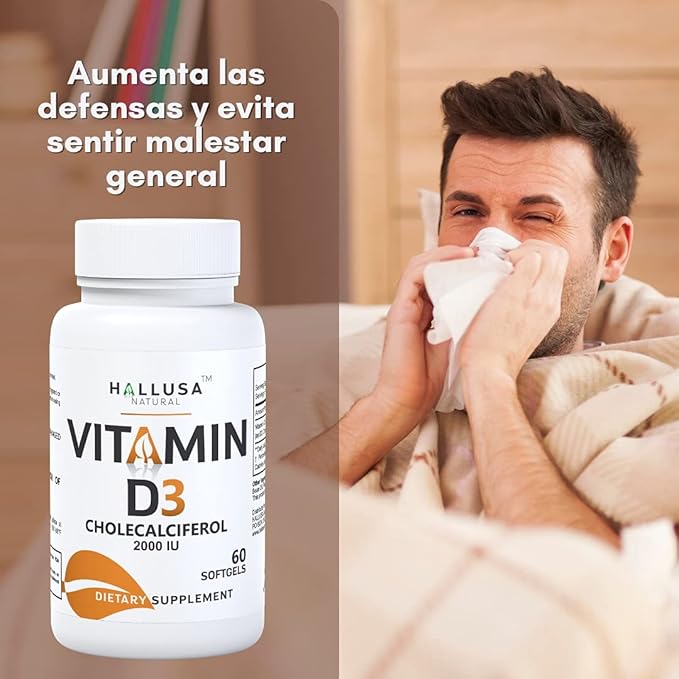 Vitamin D3 2000 IU, Immune Support Supplement, 60 SOFTGELS