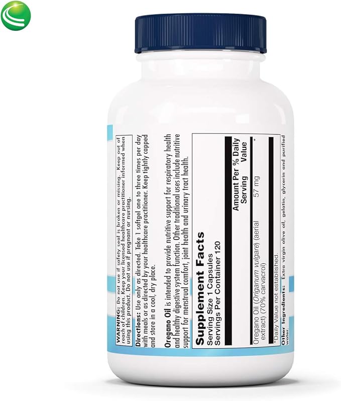 Nutra Biogenesis Oregano Oil - Oil of Oregano Softgel Capsules with 70% Carvacrol, Natural Oregano Extract for Lung Health and Immune Support - 120 Softgels
