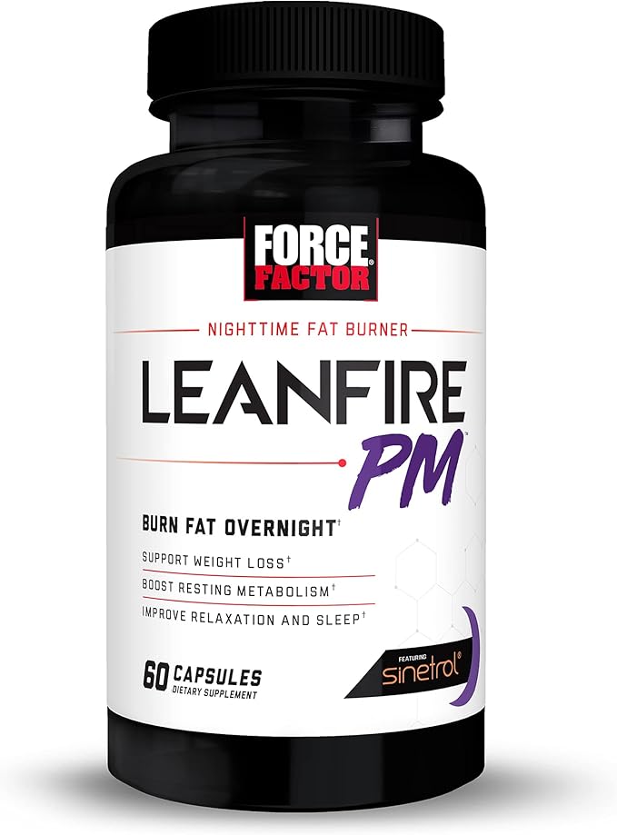 Force Factor LeanFire PM, Weight Loss Pills for Women and Men, Fat Burner and Overnight Weight Loss Pills to Burn Fat, Boost Metabolism, with Melatonin, 60 Count (Pack of 2)