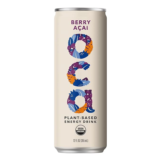 OCA | Organic, Vegan, Plant-Based Energy Drink - Berry Açai Flavor - 60 Calories per Can - 12-Pack - This energy drink is: organic, vegan, naturally sweetened, gluten free