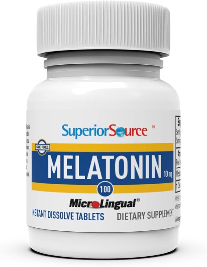 Superior Source Melatonin 10 mg - Healthy Sleep Support Supplement for Adults - Melatonin Formula with Chamomile Aids Relaxation & Restful Sleep - 100 Sublingual Dissolving Tablets